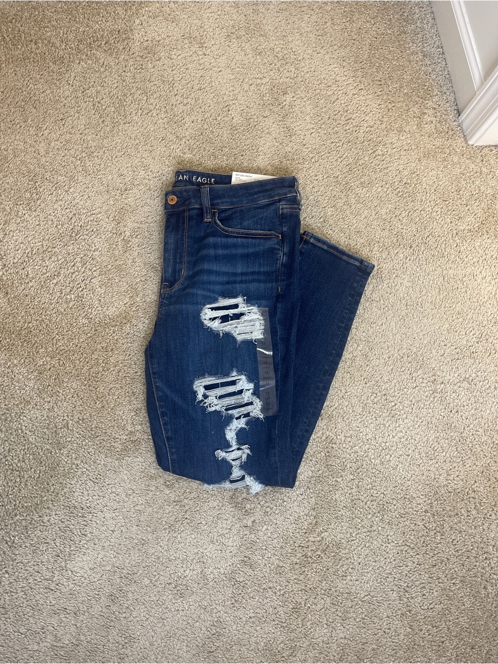 American Eagle Outfitters Navy Blue Ripped Skinny Jeggings